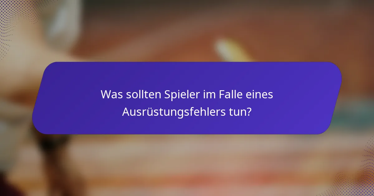 Was sollten Spieler im Falle eines Ausrüstungsfehlers tun?
